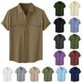 thumbnail image 1 of VBTAPA Mens Short Sleeve Button Down Shirts Casual Dress Cotton Linen Shirts Business Work Summer Beach Tops for Men Big and Tall Light Green L, 1 of 8