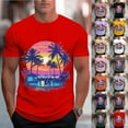 thumbnail image 1 of VBTAPA Mens Short Sleeve Crewneck T-shirts Hawaiian Palm Tree Graphic Tees Casual Aloha Tee Shirts Tropical Summer Vacation Tops Red M, 1 of 6