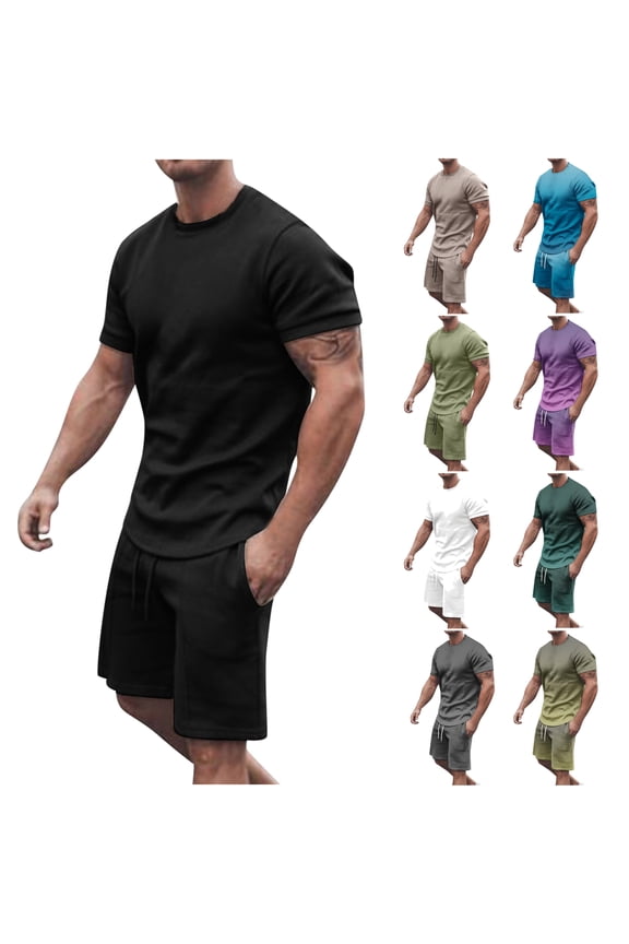 Mens Shorts Sets 2 Piece Casual Athletic Outfits Gradient Printed Short Sleeve T-shirts and Shorts Matching Set Jogging Workout Suits Set Purple XXXL