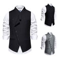 thumbnail image 1 of VBTAPA Mens Slim Fit Suit Vest V Neck Groomsmen Waistcoat for Wedding Prom Party Black L, 1 of 8