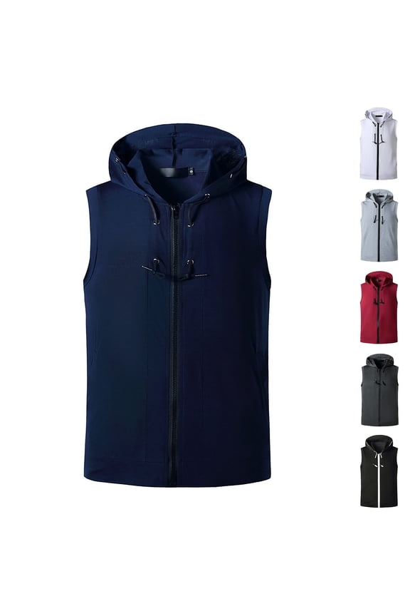 Mens Slim Fit Zip Up Tank Top Sleeveless Athletic Hoodie Lightweight Workout Tee Shirts Gym Hoodies Summer Outfits Wine S