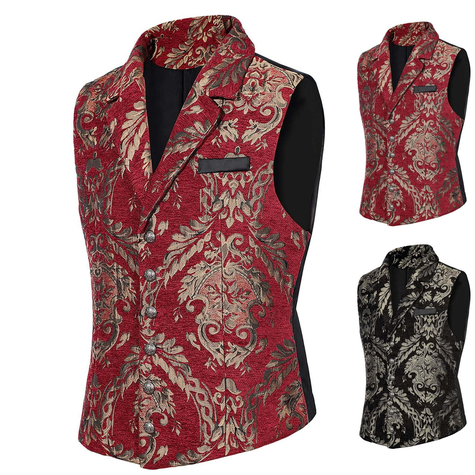 Men's Long Waistcoat Vest Black Gothic Steampunk Victorian Aristocrat