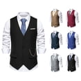 thumbnail image 1 of VBTAPA Mens Suit Vest V-Neck Western Herringbone Wool Blend Slim Fit Business Casual Button Dress Waistcoat Khaki XL, 1 of 8