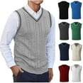 thumbnail image 1 of VBTAPA Mens Sweater Vests V Neck Slim Fit Casual Sleeveless Twisted Knitted Pullover Sweaters Soft Comfy Knitwear Tops Gray L, 1 of 5