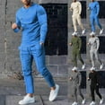 thumbnail image 1 of VBTAPA Mens Sweatsuit 2 Piece Outfits Solid Casual Tracksuit Long Sleeve Crewneck Sweatshit and Sweatpants Matching Set Sports Jogging Suits with Pockets Black L, 1 of 6