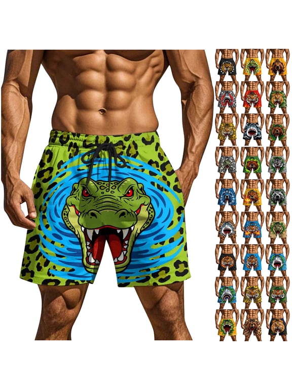 Mens Swim Trunks Funny Print Beach Shorts Hawaiian Vacation Board Shorts Swimwear Summer Swimming Short Pants with Pockets Multicolor XXXL