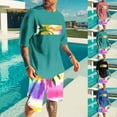 thumbnail image 1 of VBTAPA Mens T Shirt and Shorts Set 2 Piece Summer Outfits Tropical Print Short Sleeve Casual Track Suit Hawaiian Beach Vacation Sets Blue XXL, 1 of 6