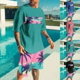 thumbnail image 1 of VBTAPA Mens T Shirt and Shorts Set Palm Tree Graphic Printed Casual Workout Sets Tropical Summer Track Suit 2 Piece Set Lightning Sales Today Blue XL, 1 of 6