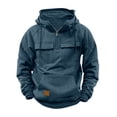thumbnail image 1 of VBTAPA Mens Tactical Hoodies Quarter Zip Hooded Sweatshirt Workout Cargo Hoodie Long Sleeve Drawstring Pullover Sweatshirts with Multiple Pockets Blue XXXL, 1 of 5