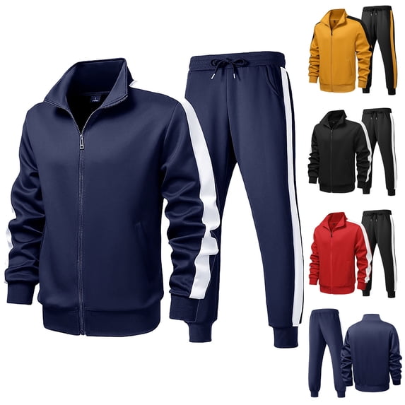 VBTAPA Mens Track Suits 2 Piece Casual Sports Outfits Full Zip Long Sleeve Sweatshirt Jacket and Joggers Sweatpants Matching Set Red M