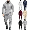 thumbnail image 1 of VBTAPA Mens Tracksuit 2 Piece Set Quarter Zip Pullover Hoodie and Cargo Sweatpants Sets Long Sleeve Casual Sweatsuits Set with Pockets Today's Sales Black L, 1 of 7