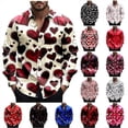 thumbnail image 1 of VBTAPA Mens Valentines Day Shirts Love Heart Graphic Printed Casual Button Down Shirt Long Sleeve Date Night Shirts Gifts for Lover Boyfriend White XL, 1 of 6