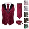 thumbnail image 1 of VBTAPA Mens Vest and Tie Set Paisley Floral Suit Vests Gothic Steampunk Formal Waistcoat Tuxedo Vests 3 Piece Sets Green S, 1 of 7
