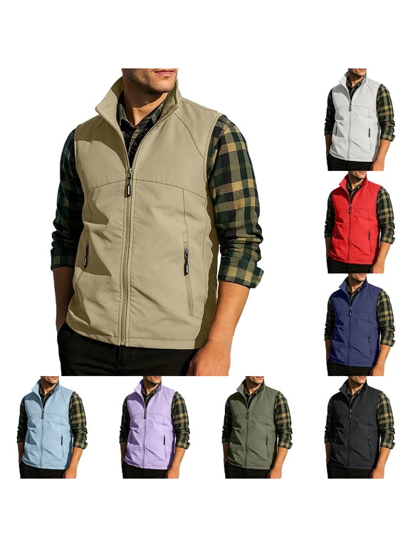 Mens Vests Sleeveless Zip Up Jacket Lightweight Casual Golf Windbreakers Hiking Running Work Outerwear Vests Purple 6XL