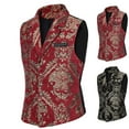 thumbnail image 1 of VBTAPA Mens Victorian Gothic Suit Vest Steampunk Waistcoat Single Breasted V-Neck Formal Wedding Tuxedo Vest Jacket Red L, 1 of 7