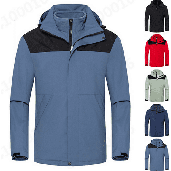 VBTAPA Mens Waterproof Ski Jacket 3 in 1 Winter Windproof Snow Coat Outdoor Hiking Parka Raincoat with Multi Pockets Red L