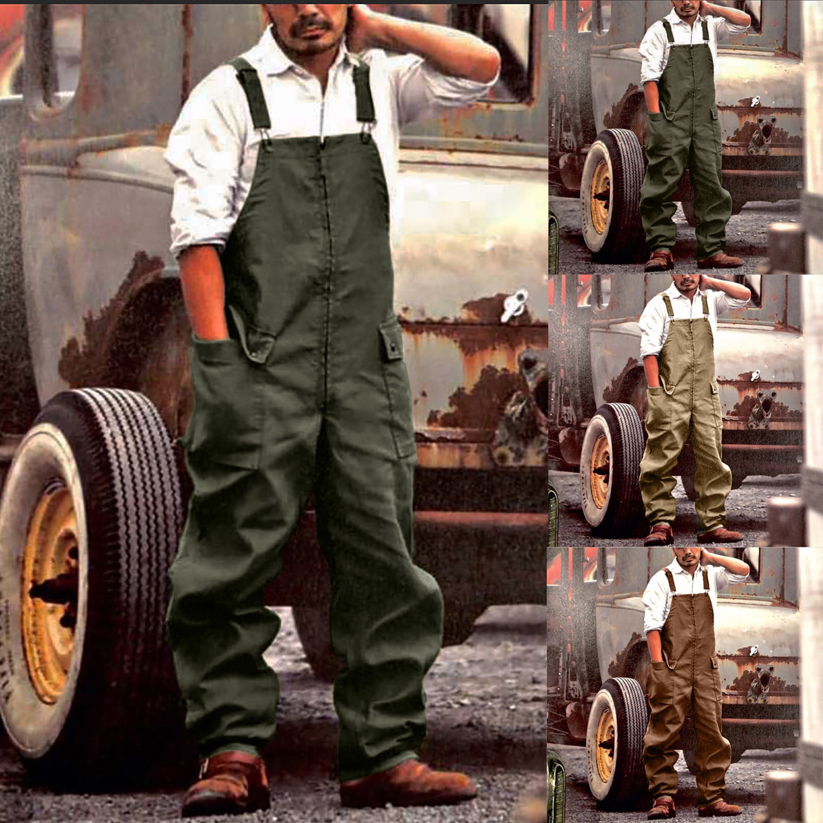 VBTAPA Mens Work Bib Overalls Baggy Lightweight Jumpsuit Big and Tall ...