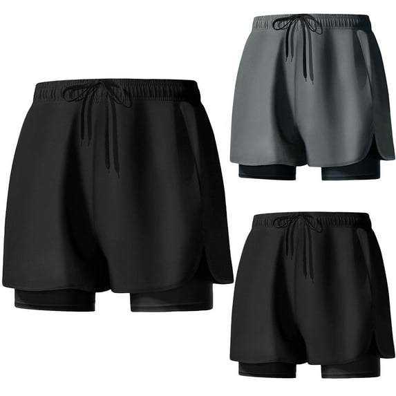 VBTAPA Mens Workout Shorts with Compression Liner Stretch 2 in 1 Shorts Men Quick Dry Athletic Running Shorts Dark Gray M