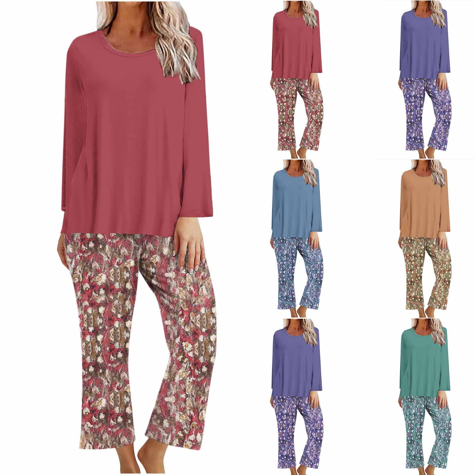 Hacci Printed Pajama Pullover Pant Set★全4 Olive & Oak Lounge Brushed Hacci PJ Set with Pockets