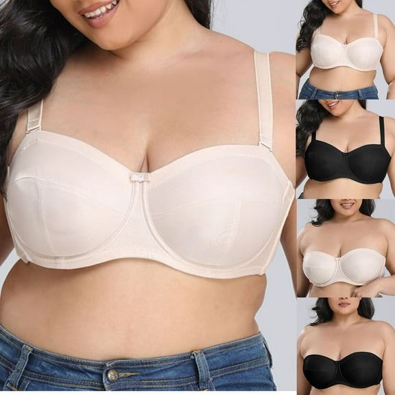 VBTAPA Plus Size Bras for Women No Underwire Seamless Full Coverage Smooth Bralette Wireless Comfort Everyday Bra Black S