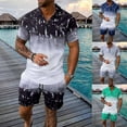 thumbnail image 1 of VBTAPA Sales Today Clearance! Summer Outfits for Men 2 Piece Printed Polo Shirt and Shorts Set Fashion Casual Vacation Beach Tracksuit with Pockets Navy L, 1 of 9