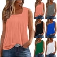 thumbnail image 1 of VBTAPA Tank Tops for Women Loose Fit Square Neck Sleeveless Pleated Tops Flowy Hide Belly Shirt Black M, 1 of 8