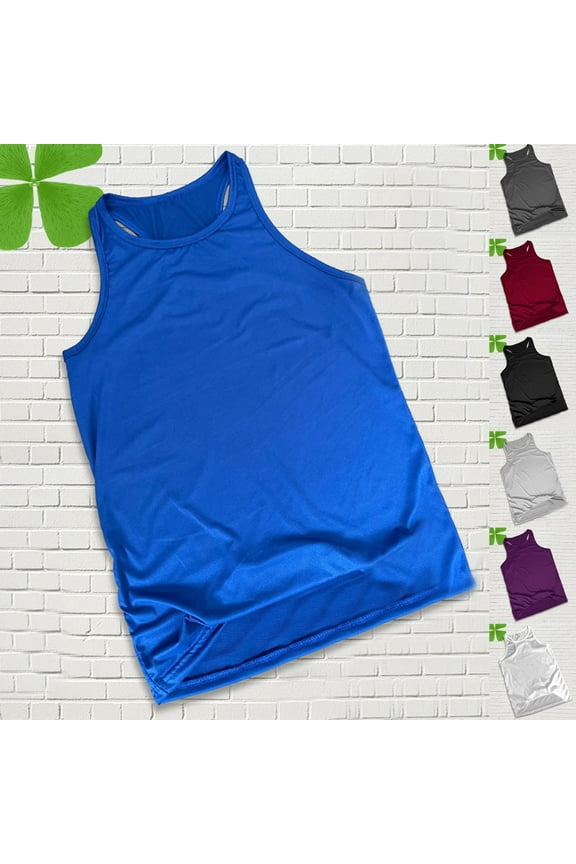 Sales of The Day! Mens Gym Workout Tank Tops Y-Back Muscle T-shirts Sleeveless Bodybuilding Fitness Stringer Tanks Purple S