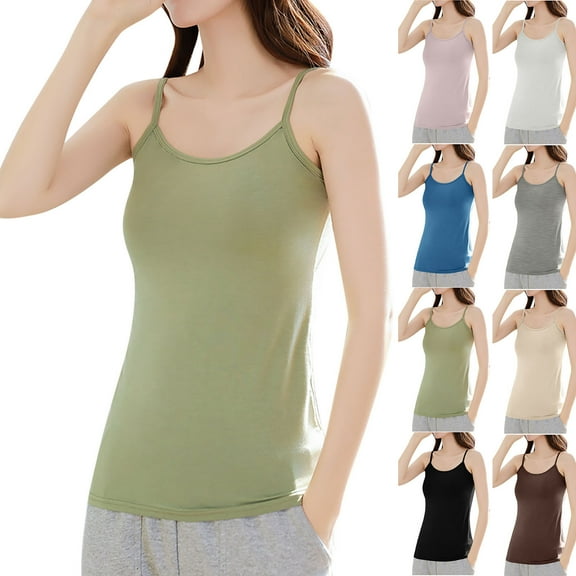 VBTAPA Sales of The Day! Womens Modal Tank Top Slim Fit Camisole Basic Solid Sleeveless Undershirts Spaghetti Strap Cami Tops Blue XL