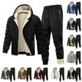 thumbnail image 1 of VBTAPA Sherpa Lined Sweatsuit for Men 2 Piece Full Zip Hoodie Jackets and Joggers Sweatpants Winter Warm Fleece Outfits Gray XL, 1 of 8