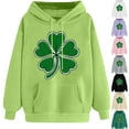 thumbnail image 1 of VBTAPA St. Patrick's Day Hoodies for Women Irish Shamrock Print Hooded Sweatshirt Lucky Clover Graphic Hoodie Loose Casual Drawstring Pullover Tops on Sale Green S, 1 of 6
