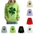 thumbnail image 1 of VBTAPA St Patricks Day Sweatshirt for Women Irish Clover Graphic Hoodies Long Sleeve Drawstring Hooded Sweatshirts with Kangaroo Pocket White L, 1 of 5