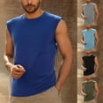 thumbnail image 1 of VBTAPA Mens Solid Tank Tops Sleeveless Workout Cut Off Shirts Basic Athletic Undershirts Muscle Gym T Shirts with Pocket Blue XXL, 1 of 7