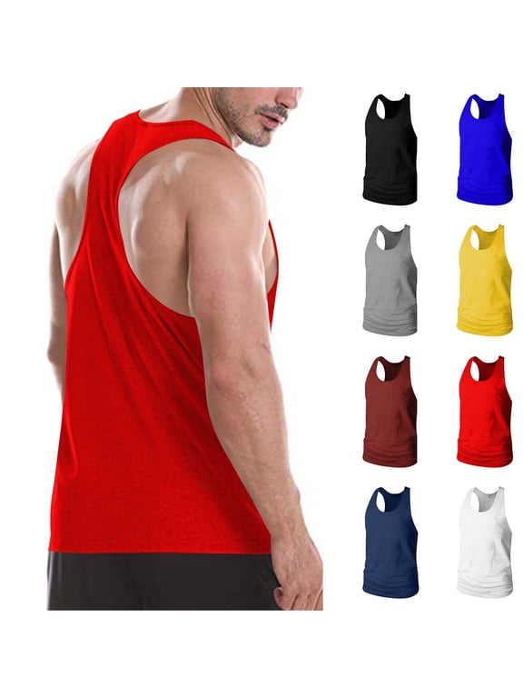Workout Tank Tops for Men Big and Tall Quick Dry Sleeveless Breathable Vests Summer Casual Loose Solid Basic Undershirts Gray XL