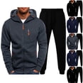 thumbnail image 1 of VBTAPA Sweatsuits for Men 2 Piece Hoodie Jogging Tracksuit Set Color Block Zip Up Hooded Jacket with Drawstring Jogger Pants Casual Athletic Outfits with Pockets Deals of Today Prime Black M, 1 of 6