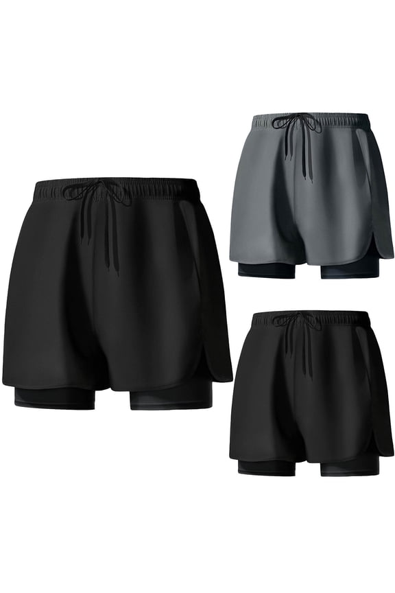 Swim Trunks with Compression Liner Men Quick Dry Swimming Shorts Lightweight Bathing Suits Board Shorts with Pockets Dark Gray XXL