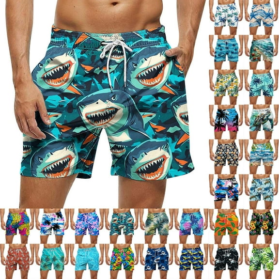 VBTAPA Teen Boys Swim Trunks Cute Animal Graphic Printed Swim Board Shorts Quick Dry Swimwear Bathing Suits with Pockets Todays Sales Multicolor XXXL