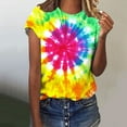 thumbnail image 1 of VBTAPA Tie Dye Print Shirt Women Gradient Graphic Short Sleeve T-Shirt Summer O-Neck Casual Colorful Tee Tops Multicolor XL, 1 of 5