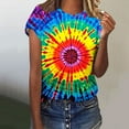 thumbnail image 1 of VBTAPA Tie Dye T Shirts for Women Rainbow Shirts Funny Casual Short Sleeve Crewneck Tops Today's Sales Multicolor M, 1 of 5