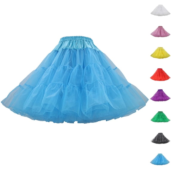 VBTAPA Tutu for Women Layered Fluffy Tulle Skirt Elastic Waist Princess Ballet Dance Underskirt Petticoat Pleated Mini Skirts Light Blue Free Size