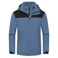 thumbnail image 1 of VBTAPA Unisex 3 in 1 Rain Jackets Waterproof Windbreaker Rincoat Warm Winter Snow Ski Jacket Color Block Hiking Travel Jacket with Removable Liner and Hood Blue XXXXL, 1 of 7