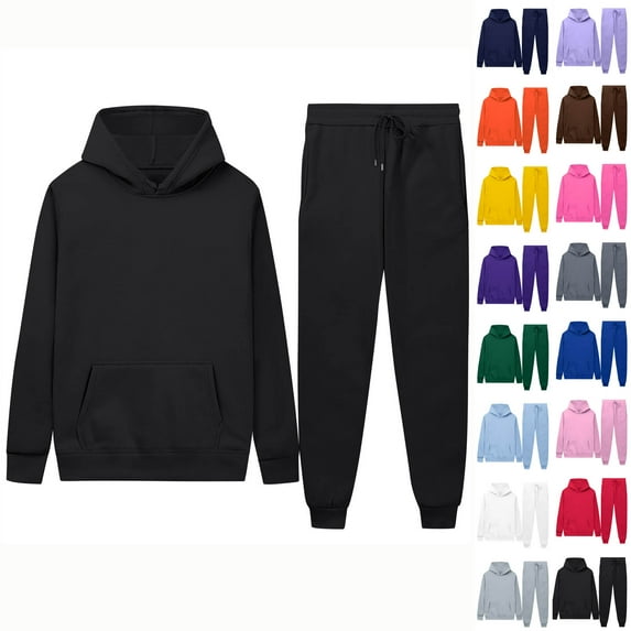 VBTAPA Unisex Hoodie Tracksuit 2 Piece Casual Sweatsuits Solid Hooded Sweatshirts and Sweatpants Matching Set for Women Men Jogging Athletic Outfits Sky Blue XL