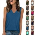 thumbnail image 1 of VBTAPA Sales Today Clearance! V Neck Tank Tops for Women Sleeveless T Shirt Solid Casual Summer Tanks Wide Straps Camisole Undershirts Black M, 1 of 7