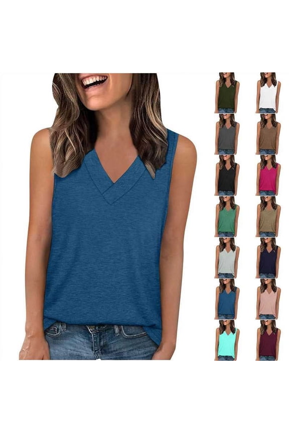 V Neck Tank Tops for Women Sleeveless T Shirt Solid Casual Summer Tanks Wide Straps Camisole Undershirts Wine S