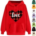 thumbnail image 1 of VBTAPA Valentine's Day Hoodie for Women Cute Heart Print Hooded Sweatshirts Long Sleeve Drawstring Pullover Tops Fleece Hooded Jumper for Lover Girlfriend Black XXL, 1 of 6