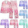 thumbnail image 1 of VBTAPA Valentines Day Pajama Woman Button Down Pajamas for Women Soft Comfy Loungewear Notch Collar Heart Print Tops with Pocket and Pants Pink XXL, 1 of 5