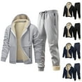 thumbnail image 1 of VBTAPA Winter Sweatsuit Set for Men Fleece Lined Zip Up Hoodie Jogger Pants Two Piece Thermal Set Cold Weather Wear Black XS, 1 of 8