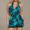 thumbnail image 1 of VBTAPA Women Halter Tankini Swimsuits Two Piece Tummy Control V Neck Bathing Suits Top with Shorts Bottom Hawaiian Beach Swimwear Set Sales of Today Multicolor XXL, 1 of 7