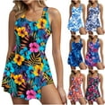 thumbnail image 1 of VBTAPA Women One Piece Swim Dress Swimsuit Tummy Control Bathing Suit Swimdress Split Skirt with Briefs Swimwear Prime Sales of The Day Multicolor M, 1 of 6