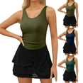 thumbnail image 1 of VBTAPA Women One Piece Swimsuit Tummy Control Swim Dresses Color Block Modest Bathing Suit Athletic Beach Swimwear Big Sales Today Army Green M, 1 of 9