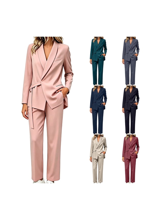 Women Pants Suits Wedding Guest Prom Tuxedo Business Suit Elegant Blazer 2-Piece Set Wine XXXXXL